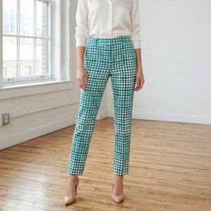 Kate Spade 0 Mindy Pant Trouser Green Check